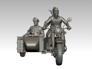 german motorcycle crew ww2 3D 打印模型