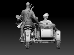 german motorcycle crew ww2 3D 打印模型