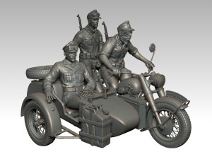 german motorcycle crew ww2 3D 打印模型