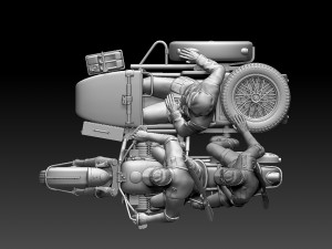 german motorcycle crew ww2 3D 打印模型