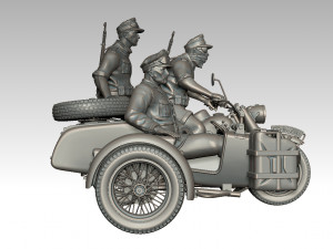 german motorcycle crew ww2 3D 打印模型