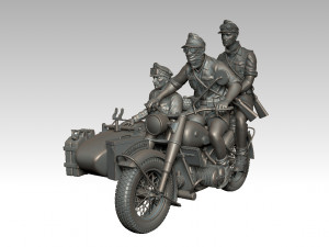 german motorcycle crew ww2 3D 打印模型