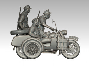 german motorcycle crew ww2 3D 打印模型