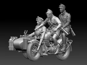 German motorcycle crew ww2 3D Print Model