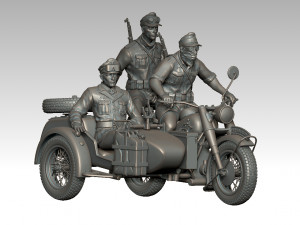 german motorcycle crew ww2 3D 打印模型