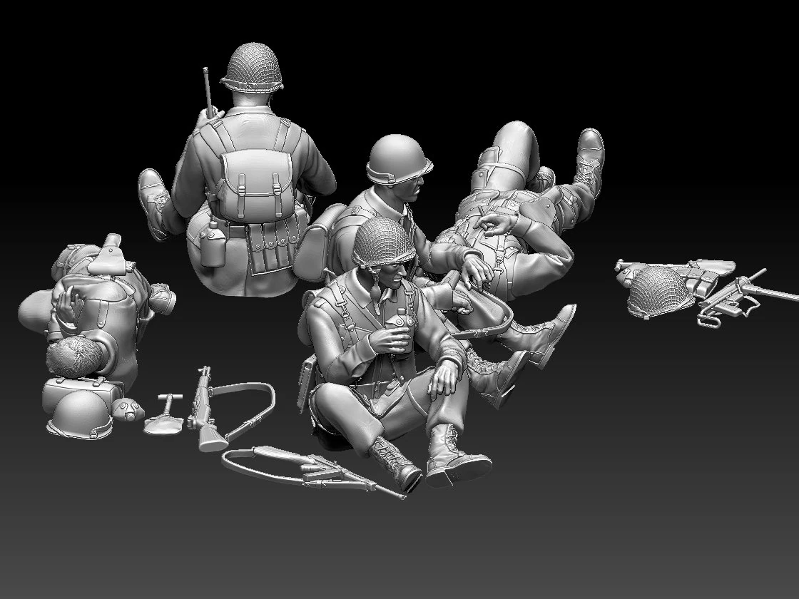 American soldiers ww2 3D Print Model .c4d .max .obj .3ds .fbx .stl .blend 