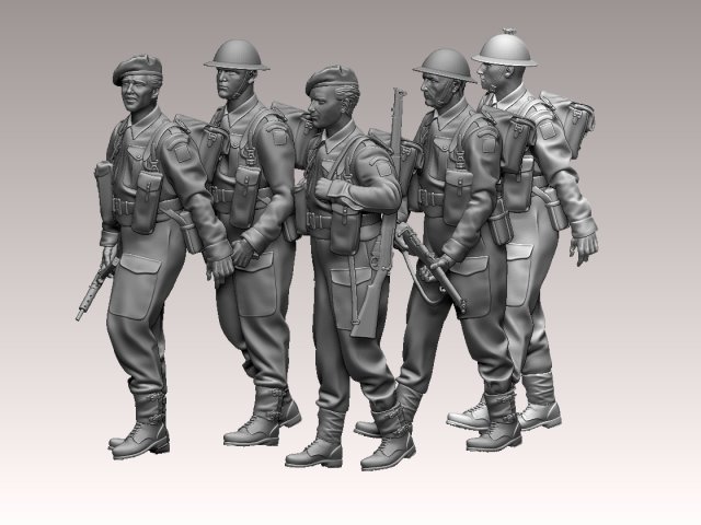 british soldiers ww2 3D-printmodel .c4d .max .obj .3ds .fbx .stl .blend 