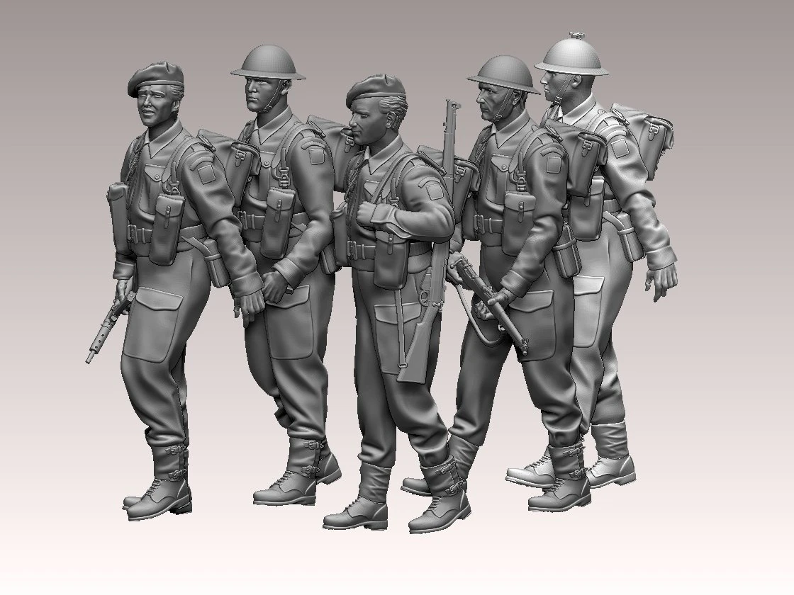 British soldiers ww2 3D Print Model .c4d .max .obj .3ds .fbx .stl .blend 