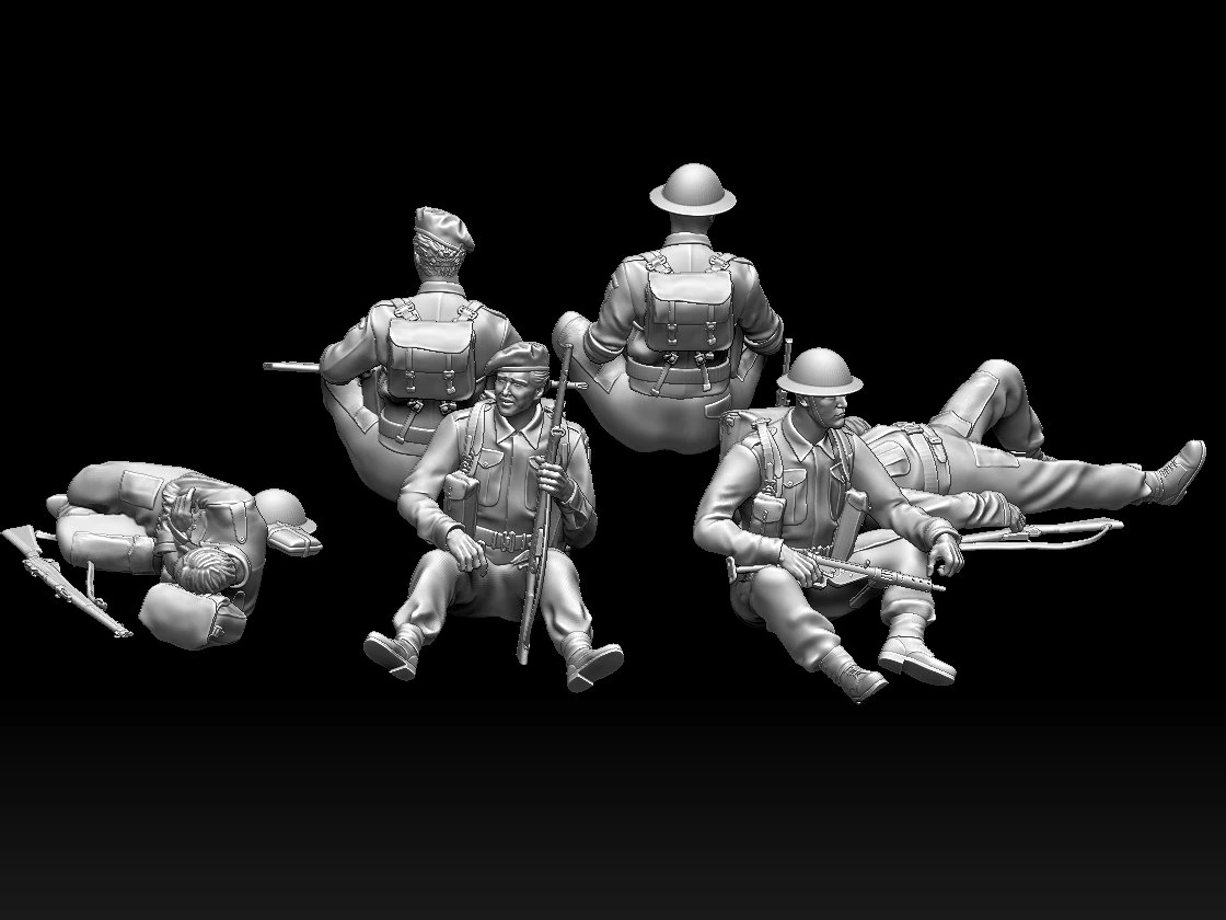 British soldiers ww2 3D Print Model .c4d .max .obj .3ds .fbx .stl .blend 