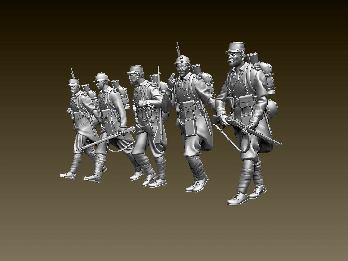French soldier ww1 3D Print Model .c4d .max .obj .3ds .fbx .stl .blend