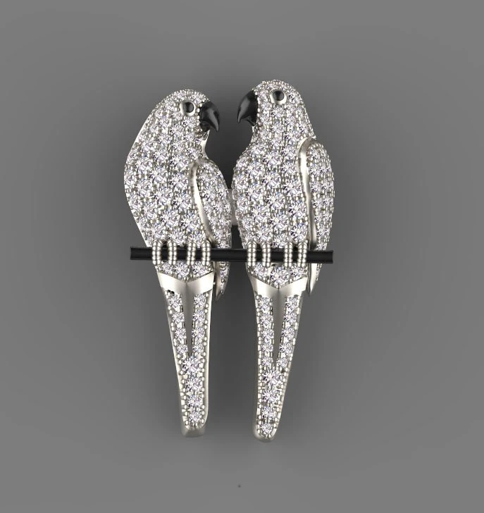 Parrot brooch 3D Print Model .c4d .max .obj .3ds .fbx .stl .blend 