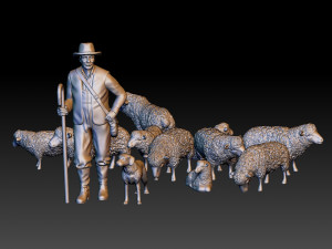shepherd and sheep Model do druku 3D