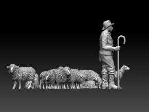 shepherd and sheep Model do druku 3D