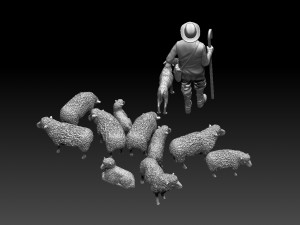 shepherd and sheep Model do druku 3D