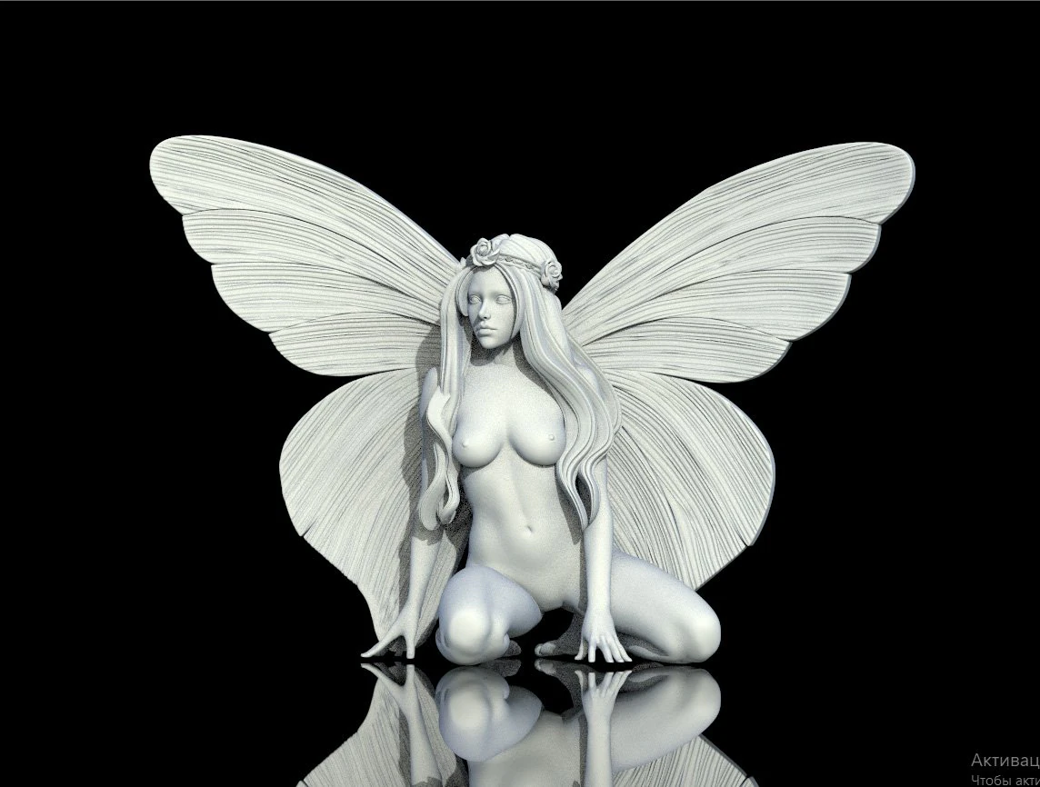 Woman wings 3D Print Model .c4d .max .obj .3ds .fbx .stl .blend 