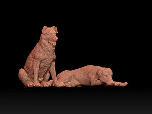 Собаки лежат сидя 3D Принт Модель