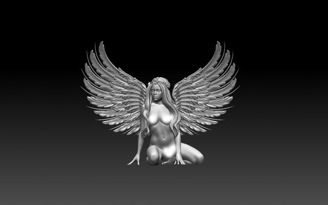 Woman wings 3D Print Model .c4d .max .obj .3ds .fbx .stl .blend 