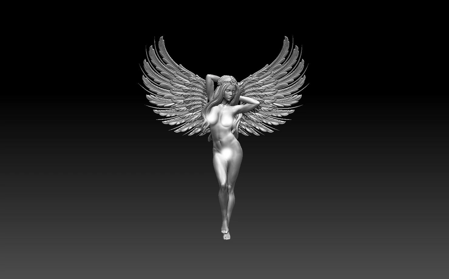 Girl wings 3D Print Model .c4d .max .obj .3ds .fbx .stl .blend