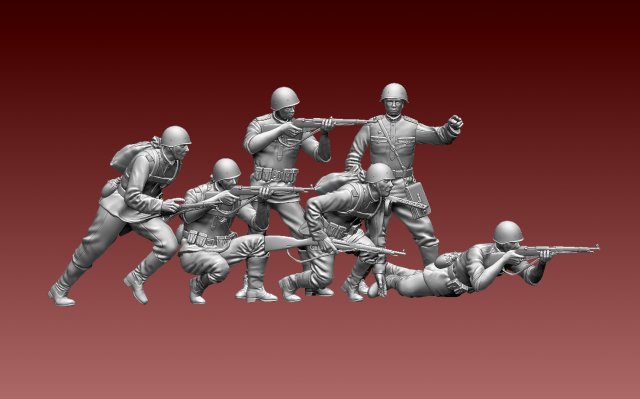 Soldiers WW2 Russia 3D-Druckmodell .c4d .max .obj .3ds .fbx .stl .blend 