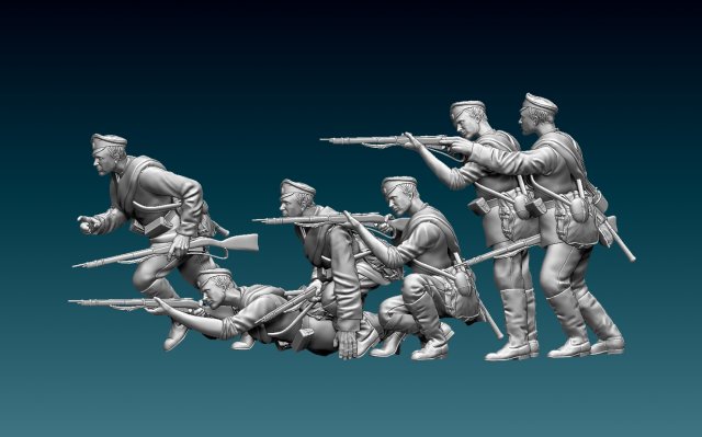 Soldiers ww1 Russian Modelo de Impressão 3D .c4d .max .obj .3ds .fbx .stl .blend 