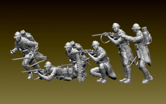 French soldier ww1 3D Print Model .c4d .max .obj .3ds .fbx .stl .blend 