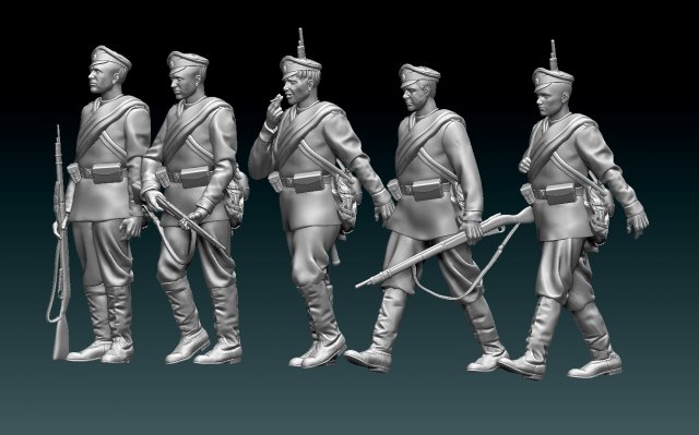 Soldiers ww1 Russian empire 3D Принт Модель .c4d .max .obj .3ds .fbx .stl .blend 