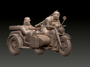 German motorcycle crew ww2 3D 프린트 모델
