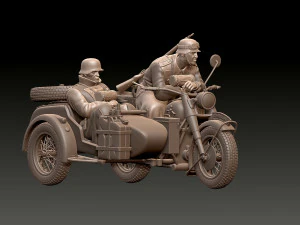ドイツのオートバイ乗組員 ww2 3Dプリントモデル