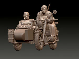 German motorcycle crew ww2 3D Print Model