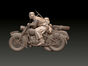 German motorcycle crew ww2 3D Принт Модель