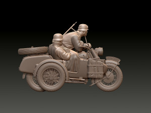 German motorcycle crew ww2 3D Принт Модель