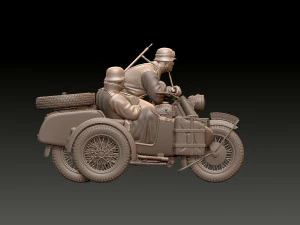 German motorcycle crew ww2 3D Print Model
