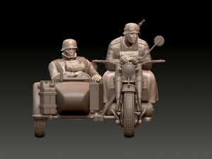 German motorcycle crew ww2 3D Принт Модель