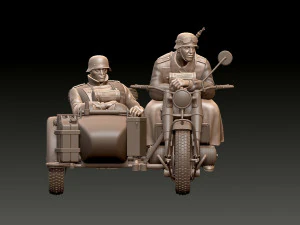 German motorcycle crew ww2 3D Print Model