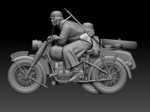 German motorcycle crew ww2 3D Принт Модель