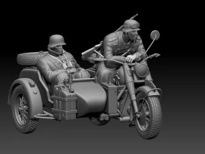 German motorcycle crew ww2 3D Print Model