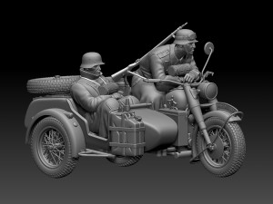 German motorcycle crew ww2 3D Принт Модель
