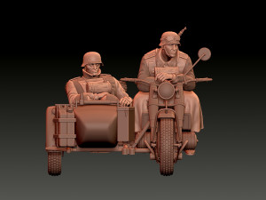 German motorcycle crew ww2 3D Принт Модель