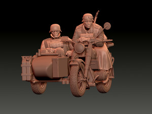 German motorcycle crew ww2 3D Принт Модель