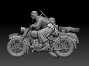German motorcycle crew ww2 3D Принт Модель