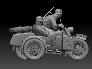 German motorcycle crew ww2 3D Принт Модель