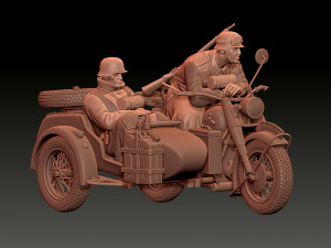 German motorcycle crew ww2 3D Принт Модель
