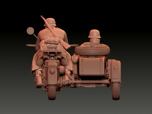German motorcycle crew ww2 3D Принт Модель