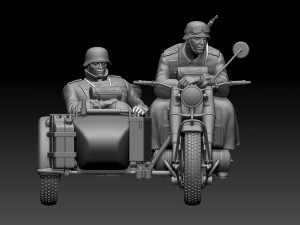 German motorcycle crew ww2 3D Принт Модель