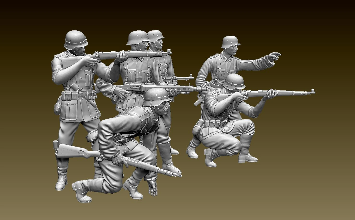 German soldiers 3D Print Model .c4d .max .obj .3ds .fbx .stl .blend 