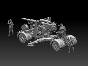 Flak 88 and soldiers 3D Print Model