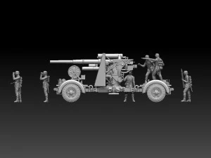 Flak 88 and soldiers 3D Print Model