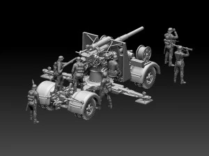 Flak 88 and soldiers 3D Print Model