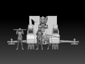 Flak 88 and soldiers 3D Print Model