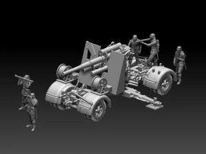 Flak 88 and soldiers 3D Print Model